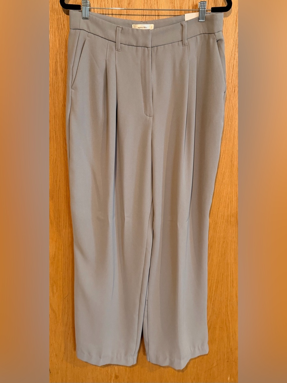 Relaxed Pleat Wide-Leg Pants in Light Gray - Women
